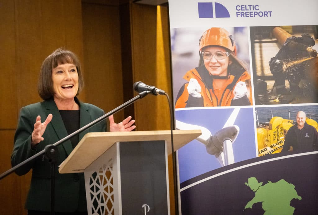 Secretary of State for Wales, Jo Stevens speaking at the launch event